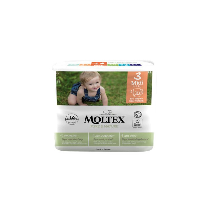 Moltex pure & nature pannolini midi 4-9 kg taglia 3 33 pezzi