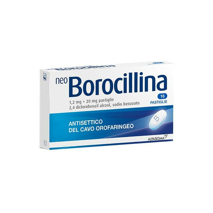 Neo borocillina 1,2mg +20mg antisettico cavo orofaringeo 16 pastiglie
