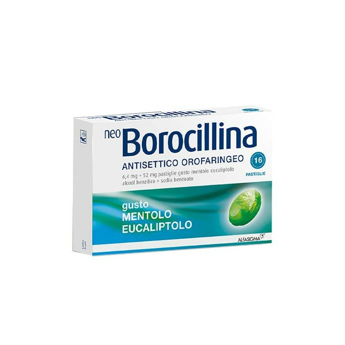 Neo borocillina antisettico orofaringeo 16 pastiglie mentolo eucaliptolo
