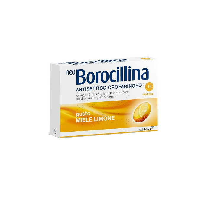Neo borocillina antisettico orofaringeo limone e miele 16 pastiglie