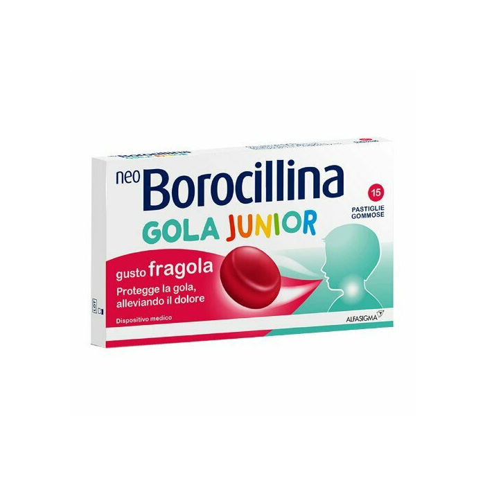 NeoBorocillina Gola Junior per Mal di Gola 15 pastiglie fragola