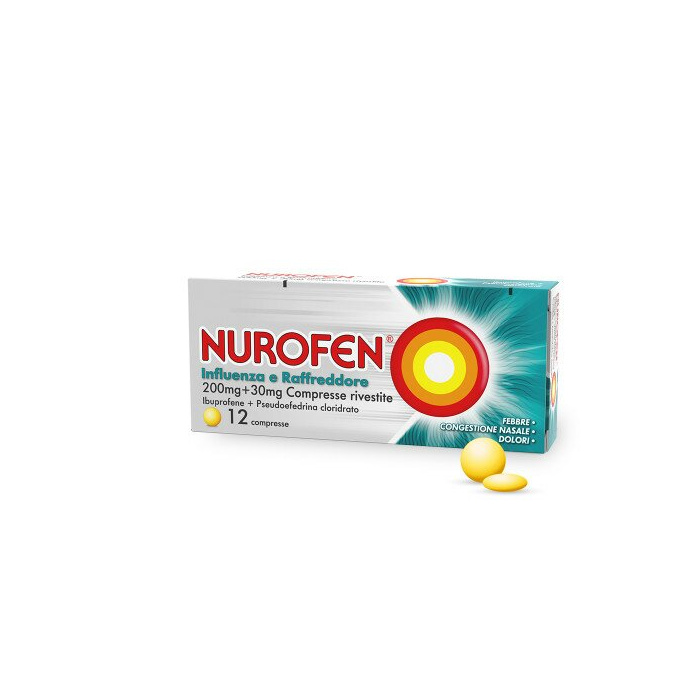 Nurofen influenza e raffreddore 12 compresse rivestite 200 mg + 30 mg