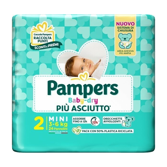 Pampers baby dry pannolino downcount mini 24 pezzi