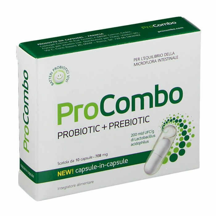 Procombo Prebiotic+Probiotic  Integratore Flora batterica Intestinale 10 Capsule