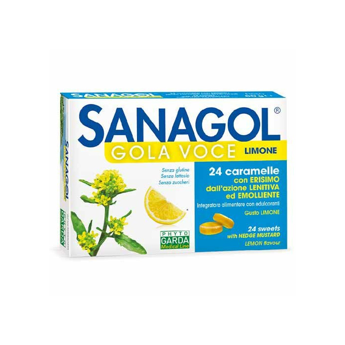 Sanagol Gola Voce Gusto Limone Azione Emolliente 24 Caramelle