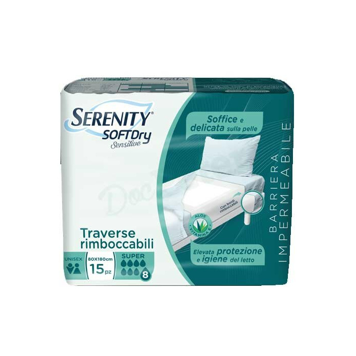Serenity Soft Dry Sensitive Traversa Assorbente Super 80x180 15 pezzi