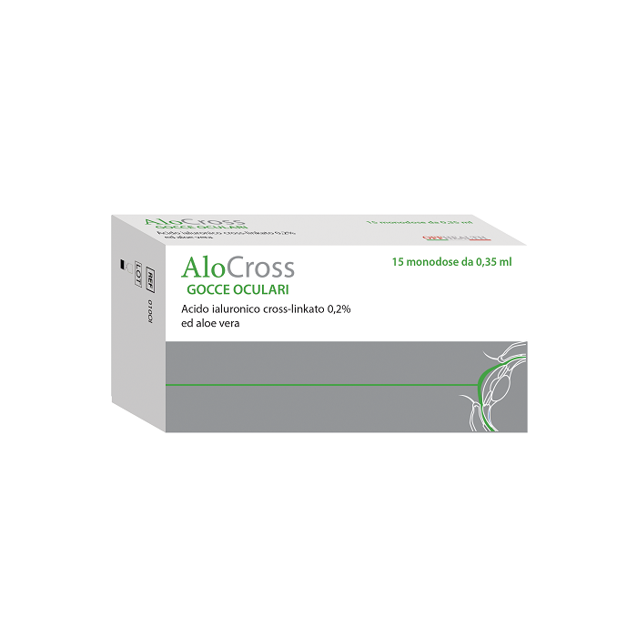 Soluzione oftalmica lubrificante a base di acido ialuronicosale sodico cross linkato 0,20% alocross 15 oftioli 0,35 ml
