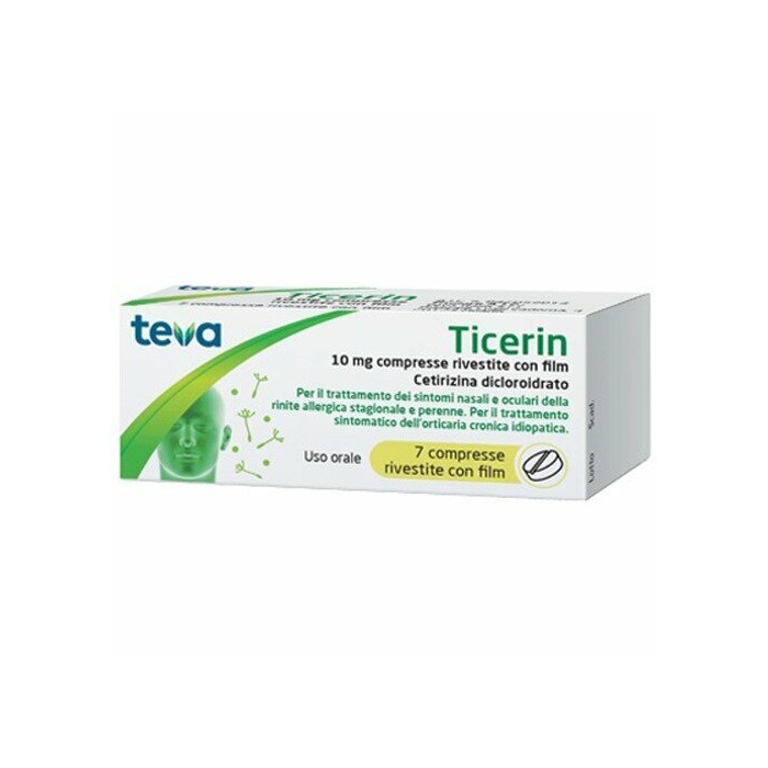 Ticerin 10 mg antistaminico 7 compresse rivestite