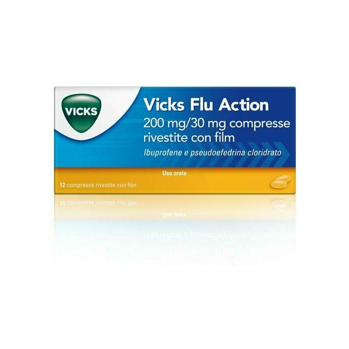 Vicks flu action 200 mg + 30 mg decongestionante 12 compresse rivestite