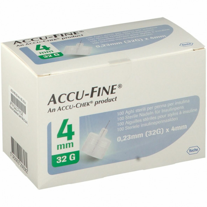 Ago per Penna Insulina Accu-Fine Pen Needle 32 G 4 mm 100 pezzi