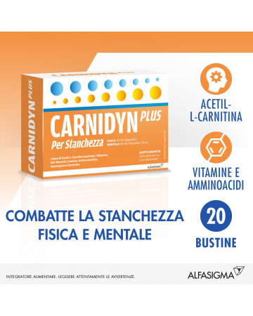 Carnidyn Plus per stanchezza fisica e mentale 20 bustine arancia