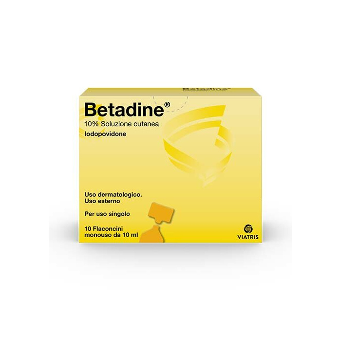 Betadine soluzione cutanea 10 flaconcini monouso 10 ml 10% Betadine soluzione cutanea 10 flaconcini monouso 10 ml 10%