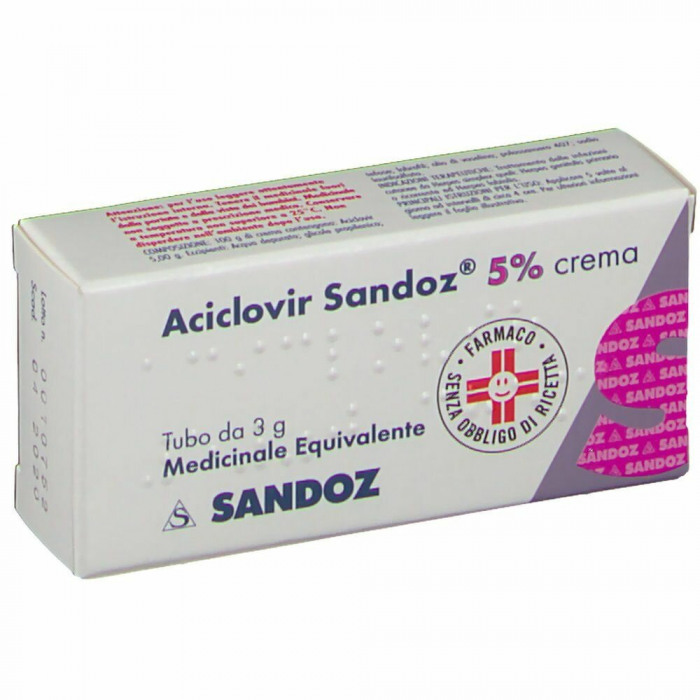 Aciclovir sand crema 3g 5% contro herpes simplex