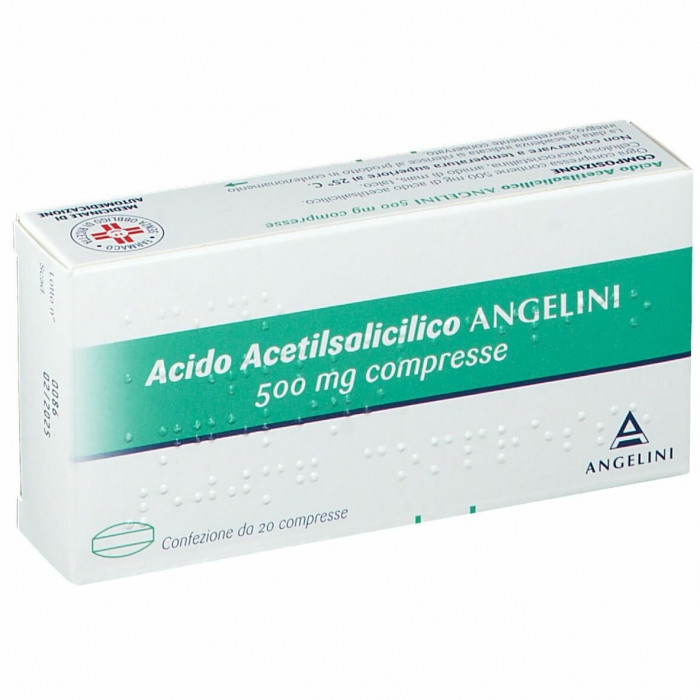 Acido Acetilsalicilico Angenerico 500 mg Antipiretico Antidolorifico 20 compresse