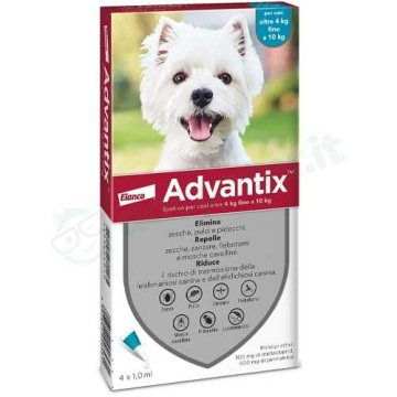 Advantix Spot-On Gocce Antiparassitarie Cani da 4 a 10 Kg 4 Pipette