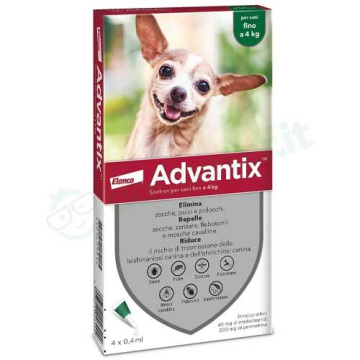 Advantix Spot-On Gocce Antiparassitarie Cani Fino a 4 Kg 4 Pipette