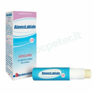 Alovex labiale 5% aciclovir herpes matita cutanea 3 g 