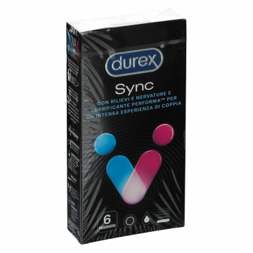 Durex Sync preservativi ritardanti e stimolanti 6 pezzi