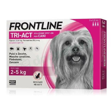 Frontline tri-act Spot-on 3 pipette 0,5 ml  Per Cani da 2 a 5 kg