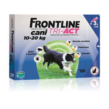 Frontline tri-act spot-on 3 pipette 2 ml cani da 10 a 20 kg