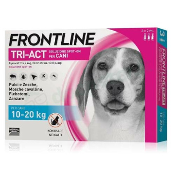 Frontline tri-act Spot-on 3 Pipette 2 ml per Cani da 10 a 20 kg