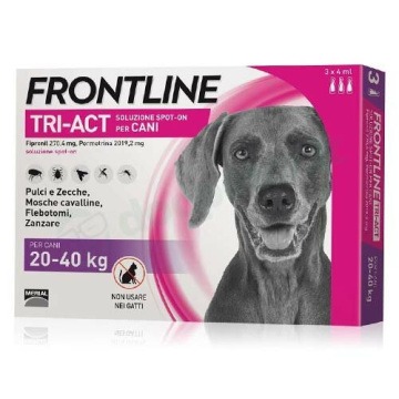 Frontline tri-act Spot-on 3 Pipette 4 ml per Cani da 20 a 40 kg