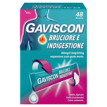 Gaviscon bruciore e indigestione 48 bustine 500 mg + 213 mg + 325 mg