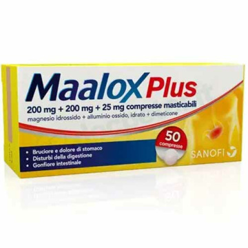 Maalox plus acidità gonfiore 50 compresse masticabili 