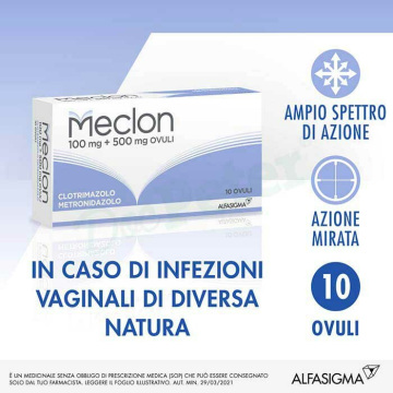 Meclon 10 Ovuli per infezioni vaginali 100mg+500 mg