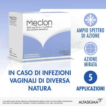 Meclon Soluzione Vaginale Antimicotica e Antibatterica 5 flaconi