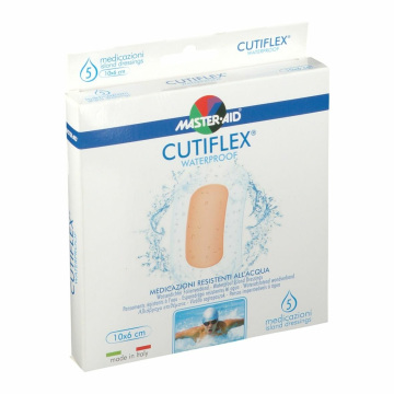 Medicazione autoadesiva trasparente impermeabile master-aidcutiflex 10x6 5 pezzi