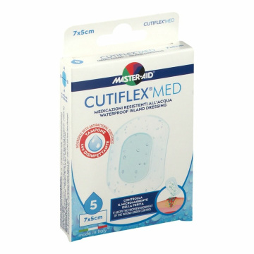 Medicazione autoadesiva trasparente impermeabile master-aidcutiflex 7x5 5 pezzi