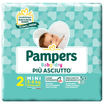 Pannolini per bambini pampers baby dry downcount no flash mini 24 pezzi