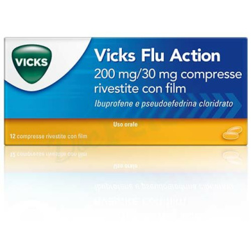 Vicks Flu Action 200 mg + 30 mg Decongestionante 12 compresse rivestite