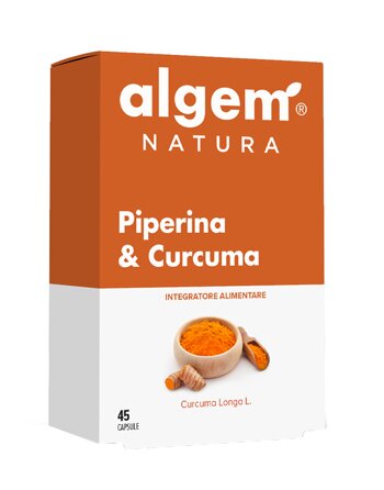 Algem Natura Piperina e Curcuma Integratore Antiossidante 45 capsule img