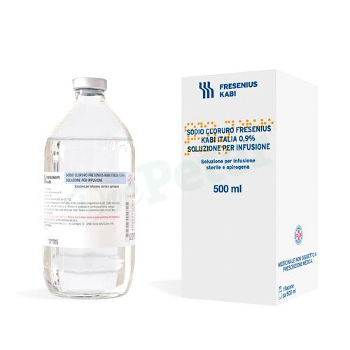 Sodio cloruro 0,9% (soluzione fisiologica) - 0,9% soluzione per infusione  per tutte le specie 1 flacone da 500 ml